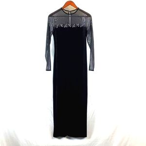 Robbie Bee Black Midi Dress with Floral Sheer Top